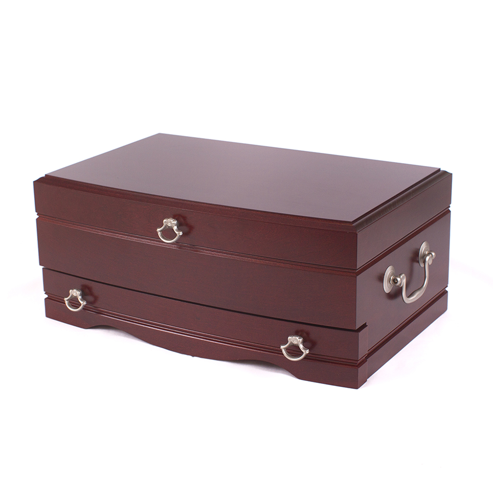 American Cherry Hardwood Jewelry Chest w/ Heritage Mahogany Finish