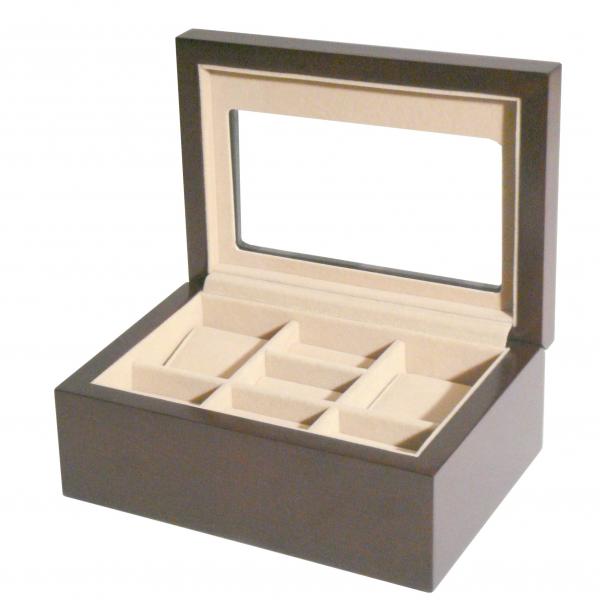 Dual Watch & Five Cufflinks Box in Walnut Wood