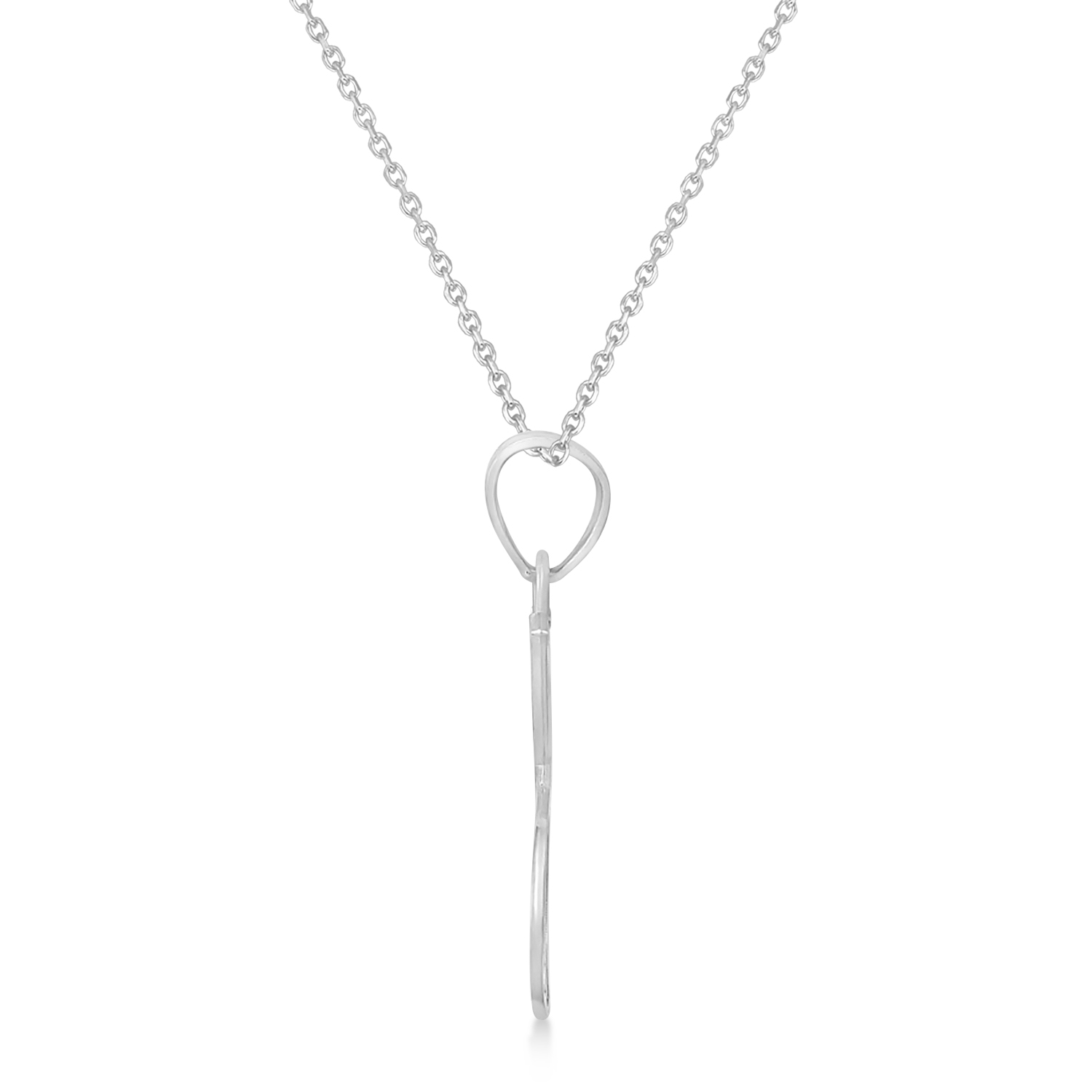 Double Tennis Racket Charm Pendant Necklace 14K White Gold