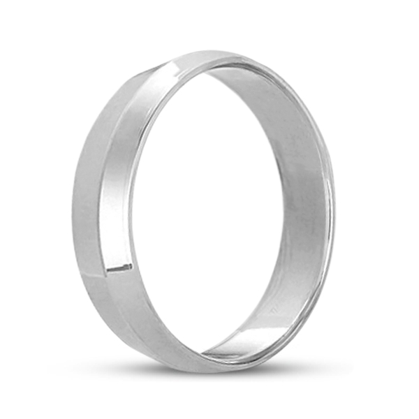 Knife Edge Wedding Ring Band Comfort-Fit 18k White Gold (5mm)