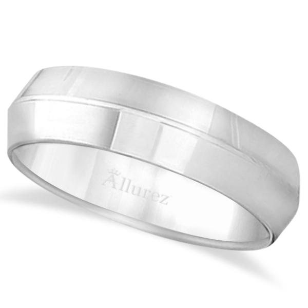 Knife Edge Wedding Ring Band Comfort-Fit 18k White Gold (6mm)