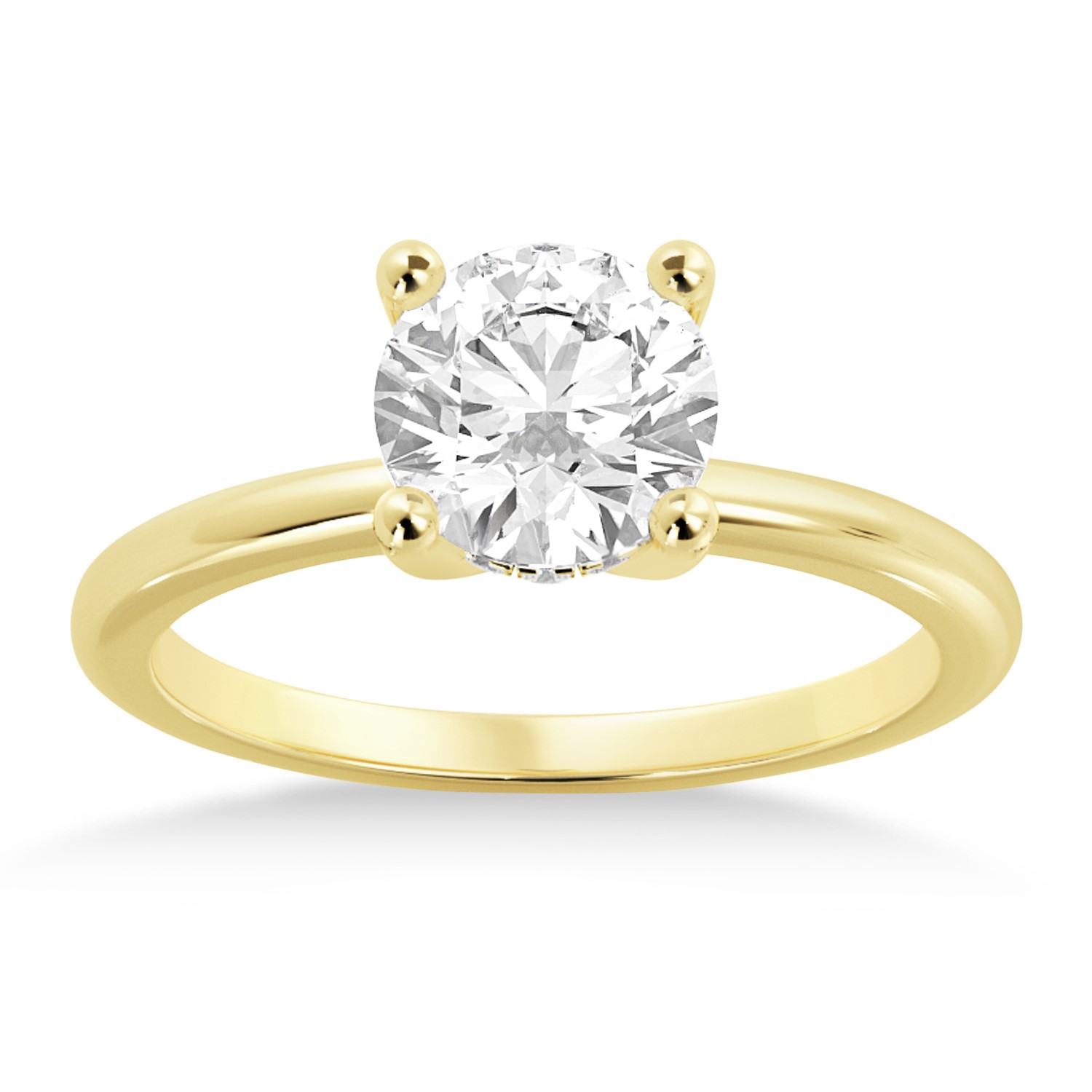 Diamond Hidden Halo Solitaire Engagement Ring 14k Yellow Gold (0.06ct)