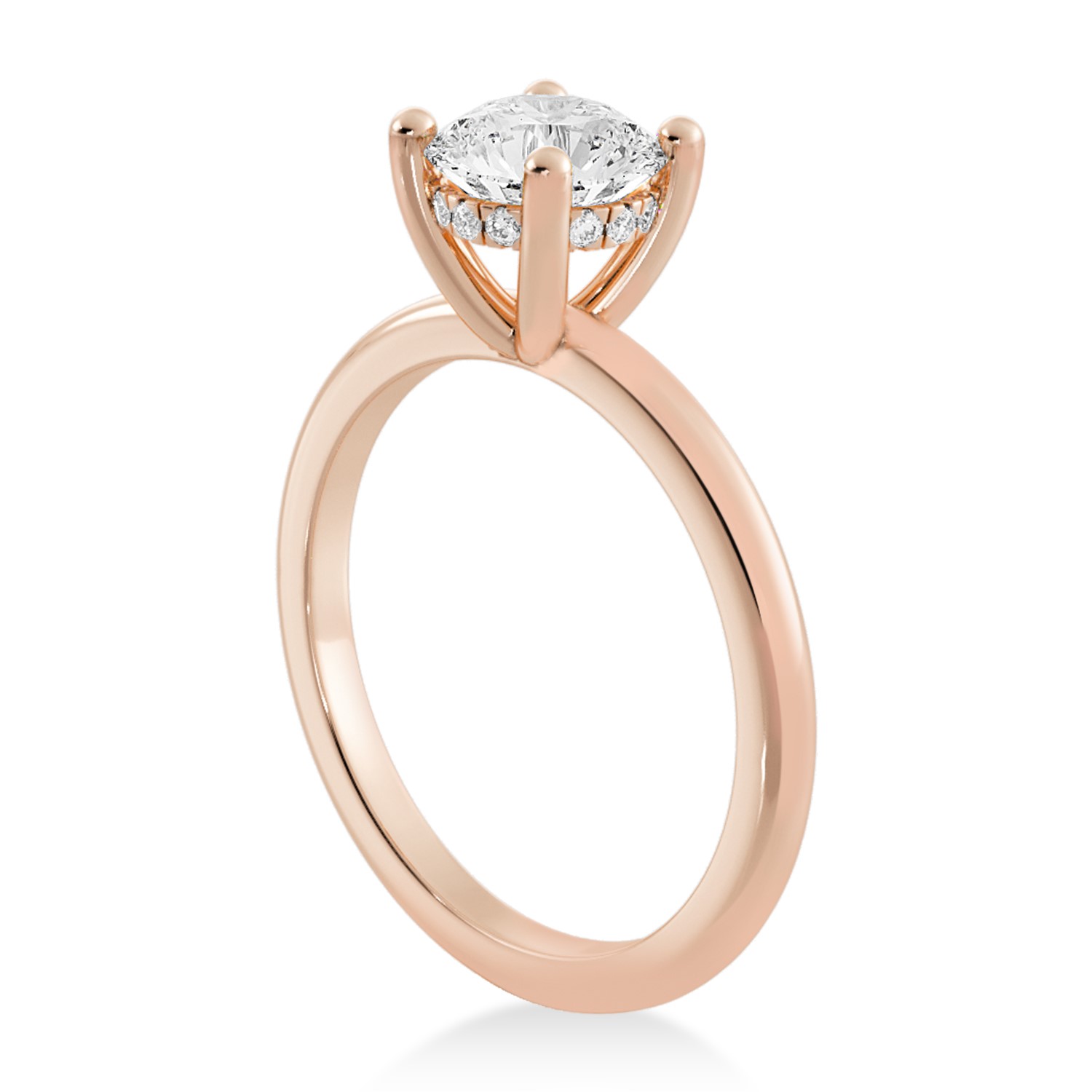 Lab Grown Diamond Hidden Halo Solitaire Engagement Ring 14k Rose Gold (0.06ct)