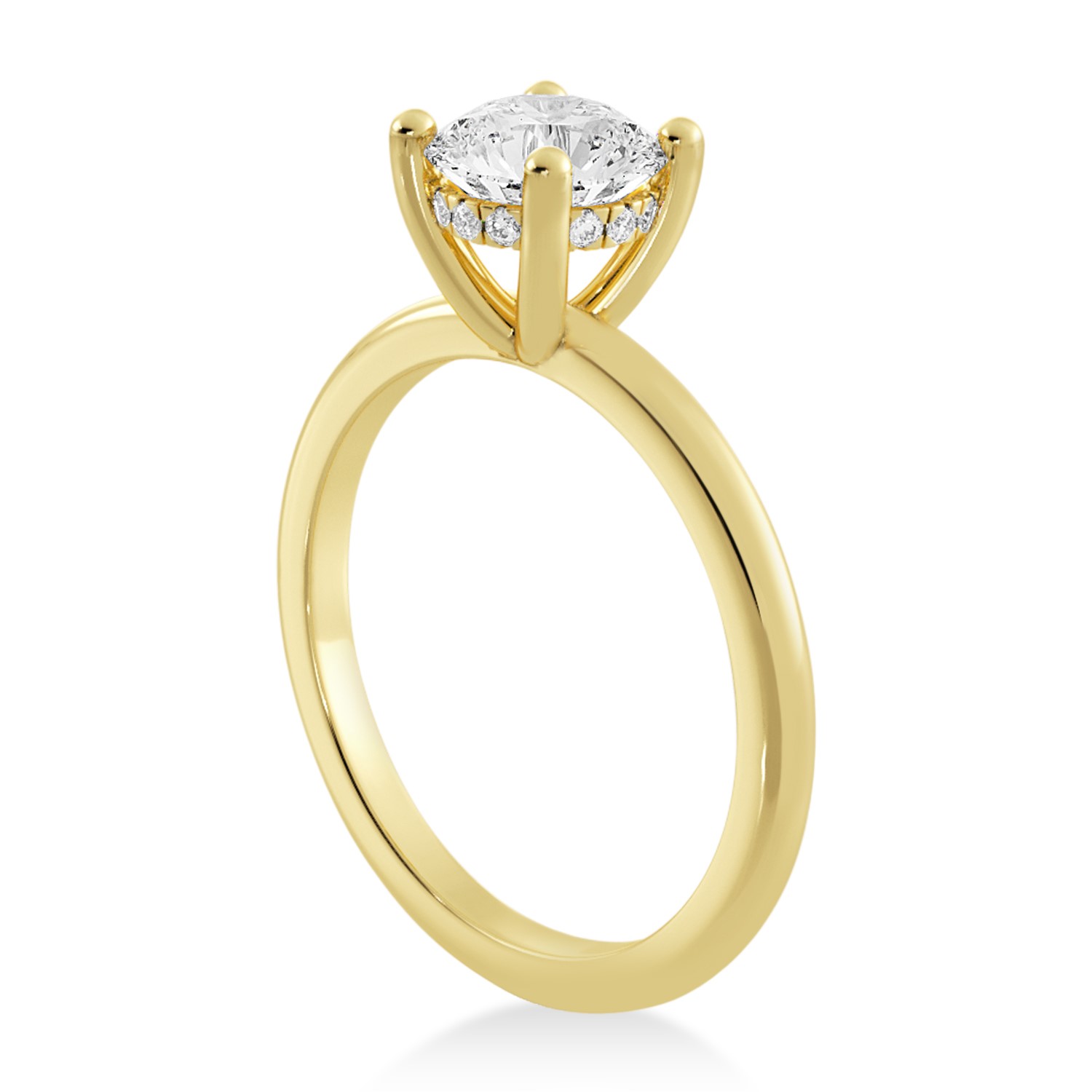 Lab Grown Diamond Hidden Halo Solitaire Engagement Ring 14k Yellow Gold (0.06ct)