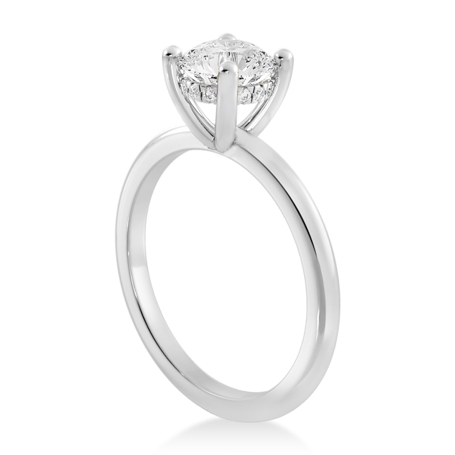 Lab Grown Diamond Hidden Halo Solitaire Engagement Ring 18k White Gold (0.06ct)
