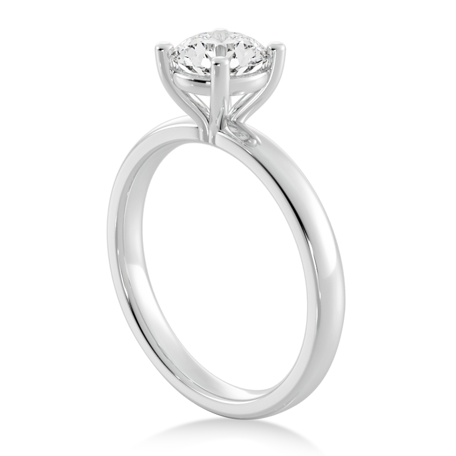 Basket Solitaire Engagement Ring 14k White Gold
