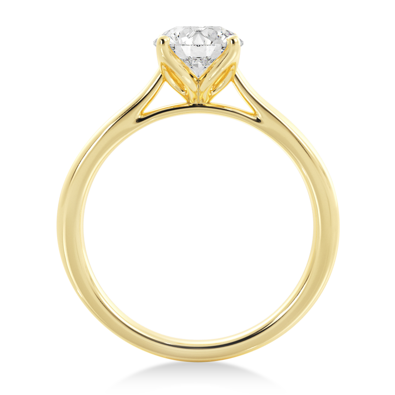 Floral Solitaire Engagement Ring 14k Yellow Gold
