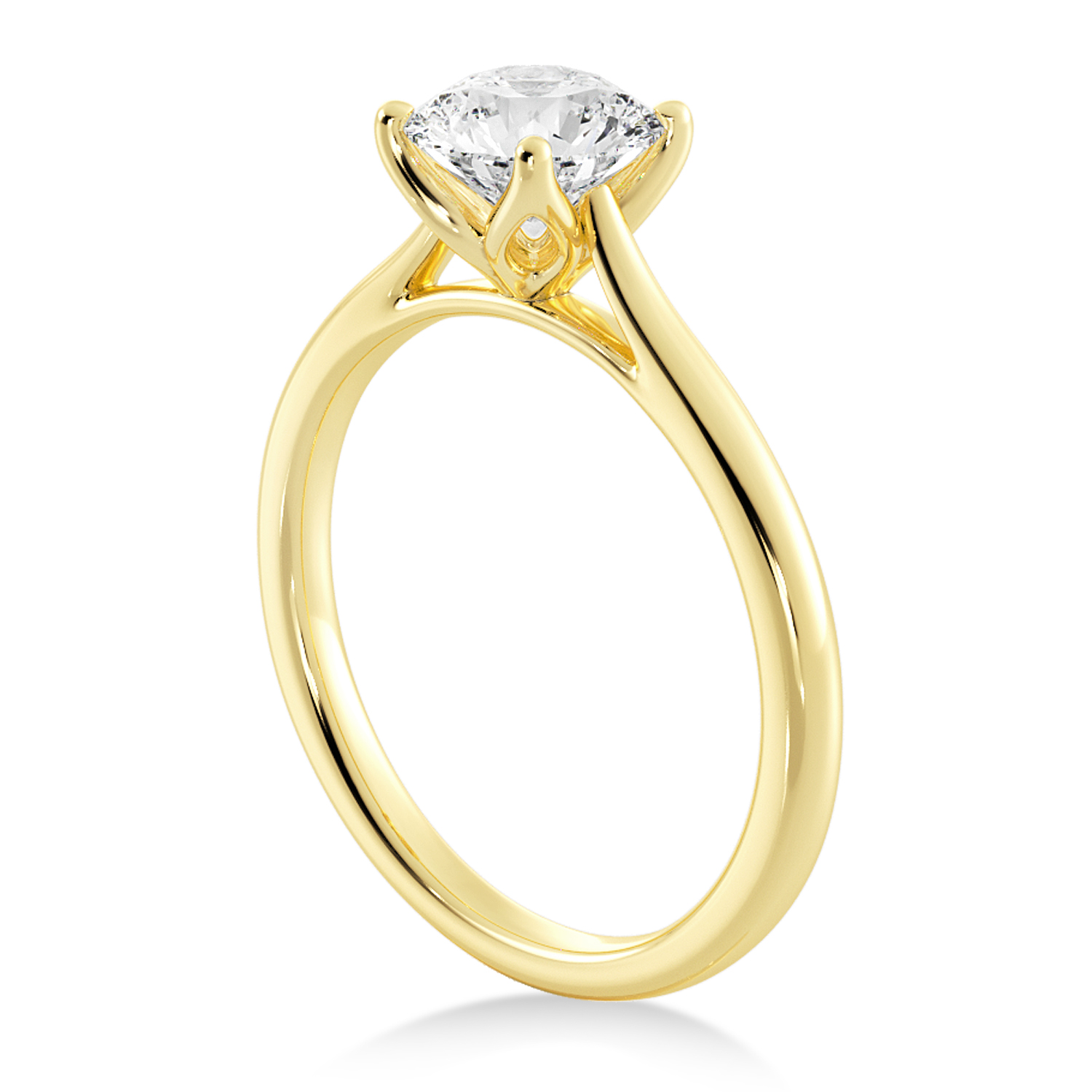 Floral Solitaire Engagement Ring 14k Yellow Gold