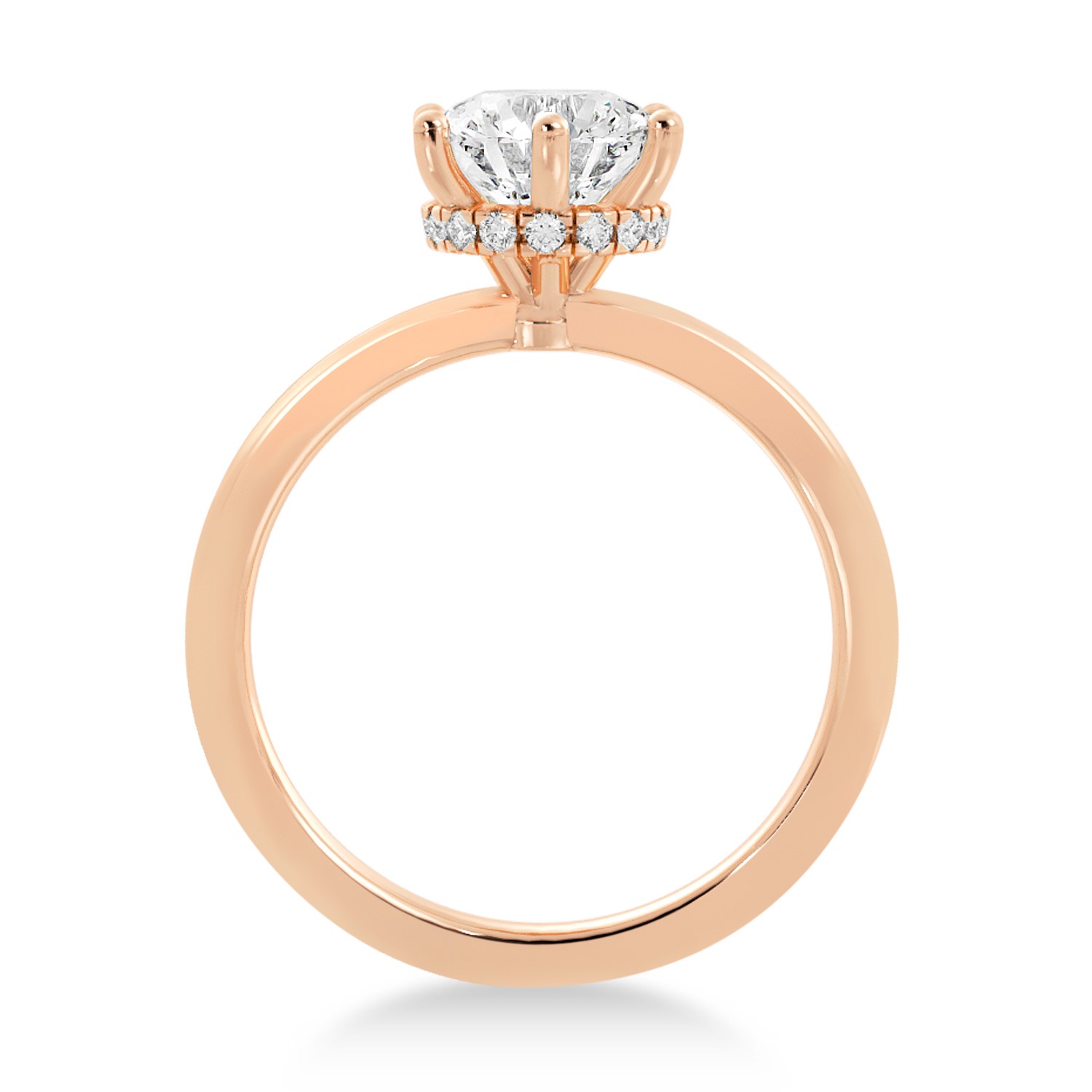 Lab Grown Diamond Hidden Halo 6 Prong Engagement Ring 14k Rose Gold (0.08ct)