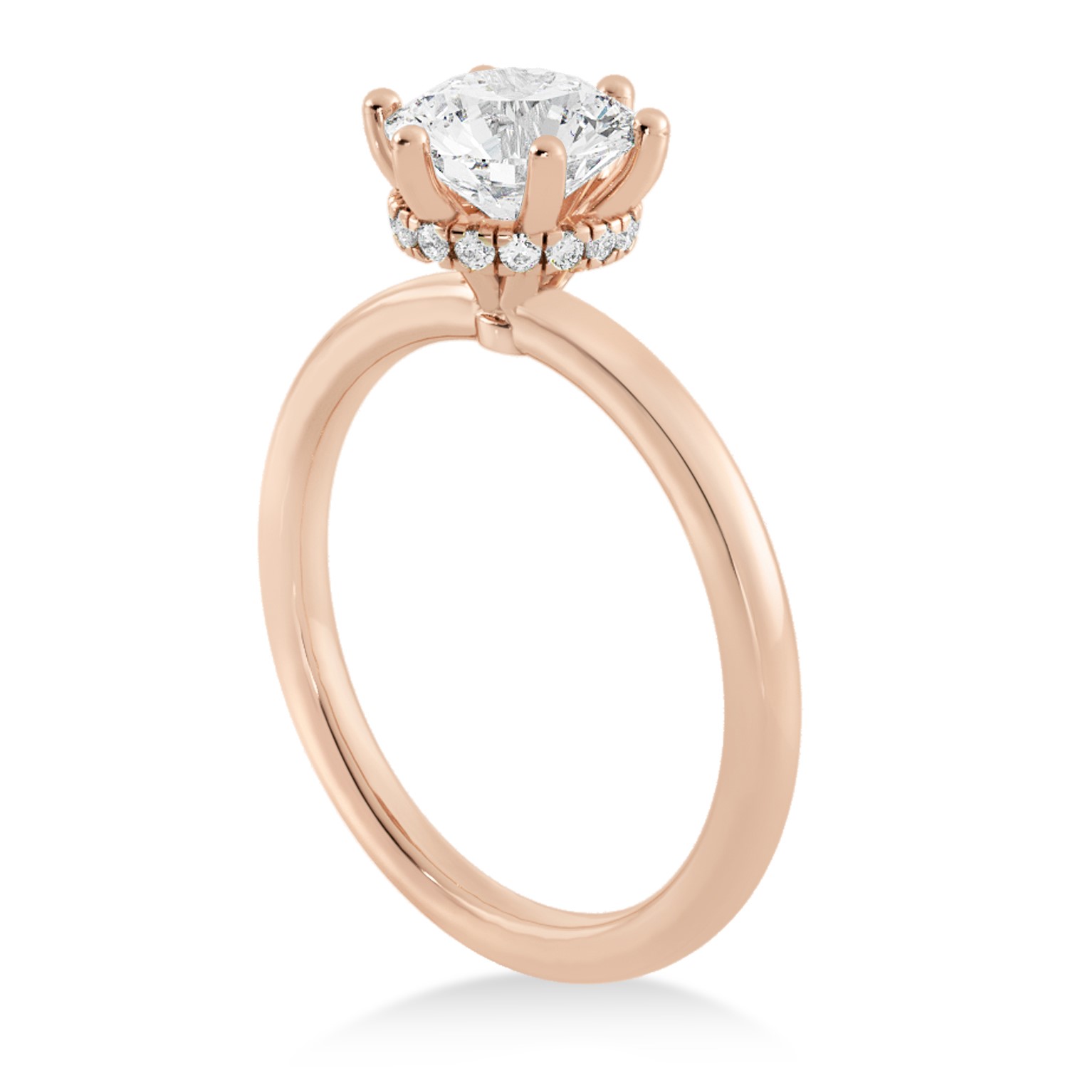 Lab Grown Diamond Hidden Halo 6 Prong Engagement Ring 14k Rose Gold (0.08ct)