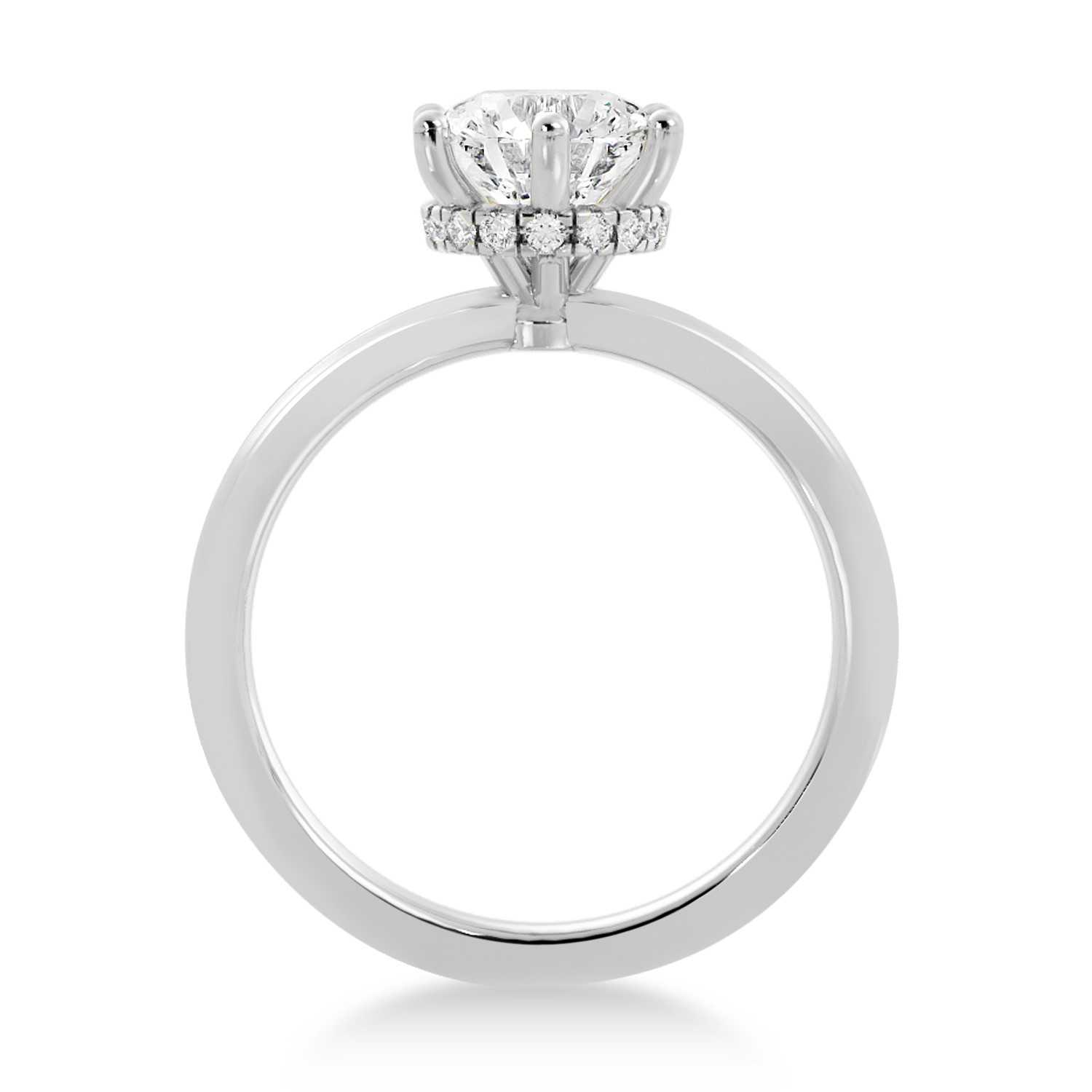 Lab Grown Diamond Hidden Halo 6 Prong Engagement Ring 14k White Gold (0.08ct)