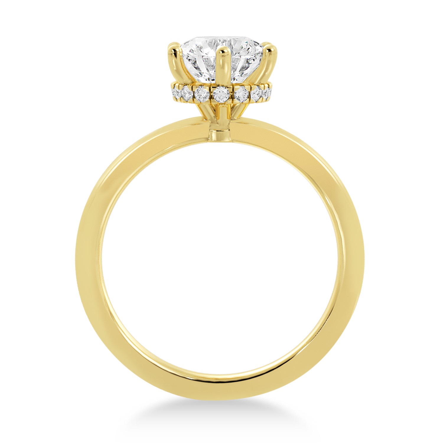 Lab Grown Diamond Hidden Halo 6 Prong Engagement Ring 14k Yellow Gold (0.08ct)