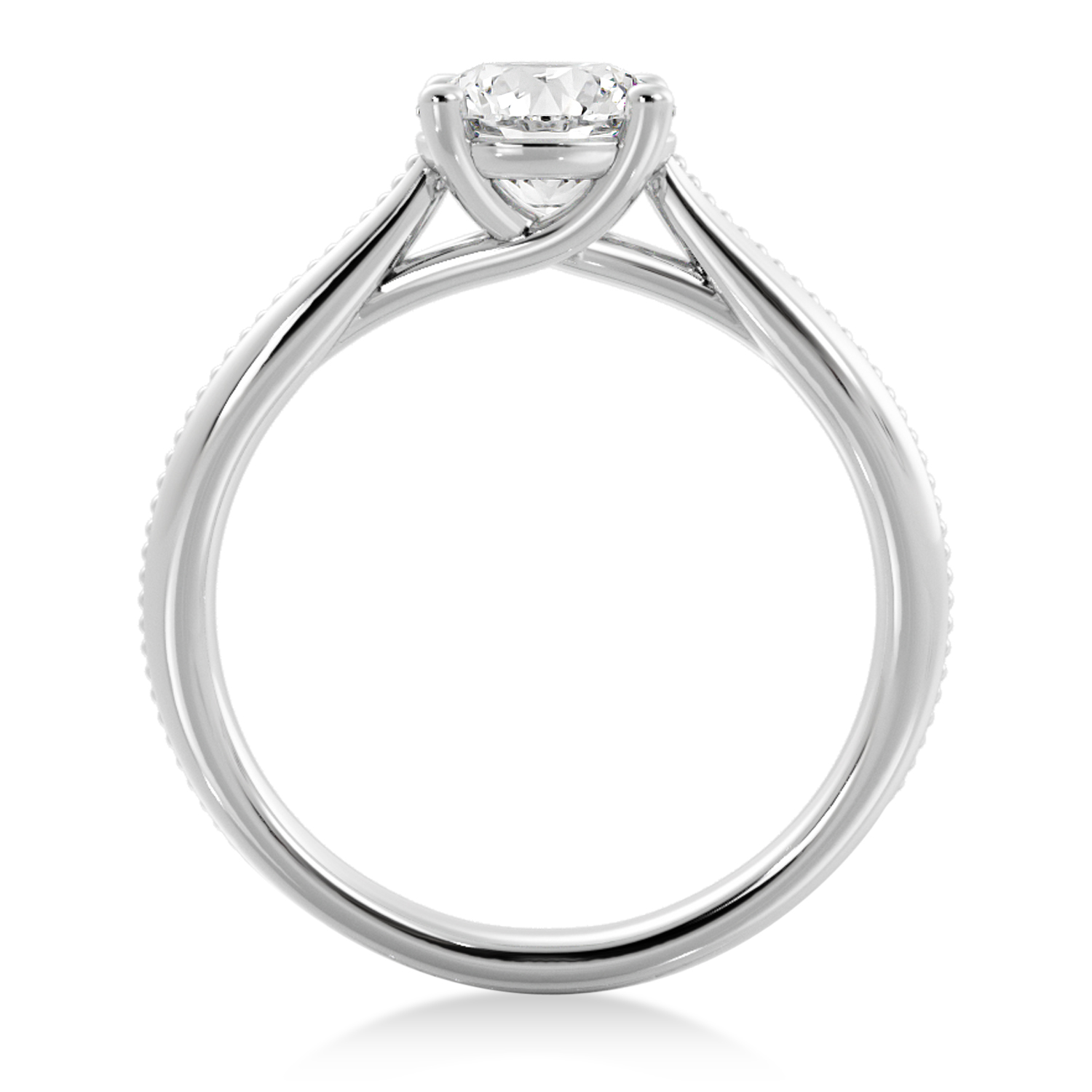Milgrain Trellis Solitaire Engagement Ring 14k White Gold