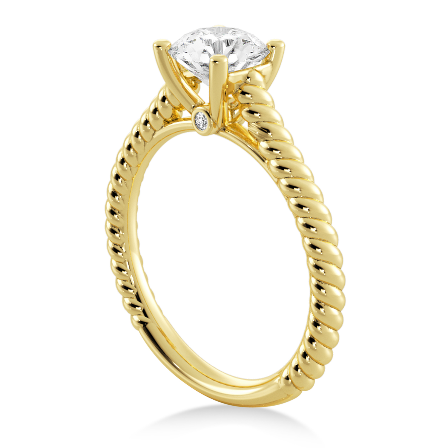 Twisted Rope Solitaire Engagement Ring 18k Yellow Gold