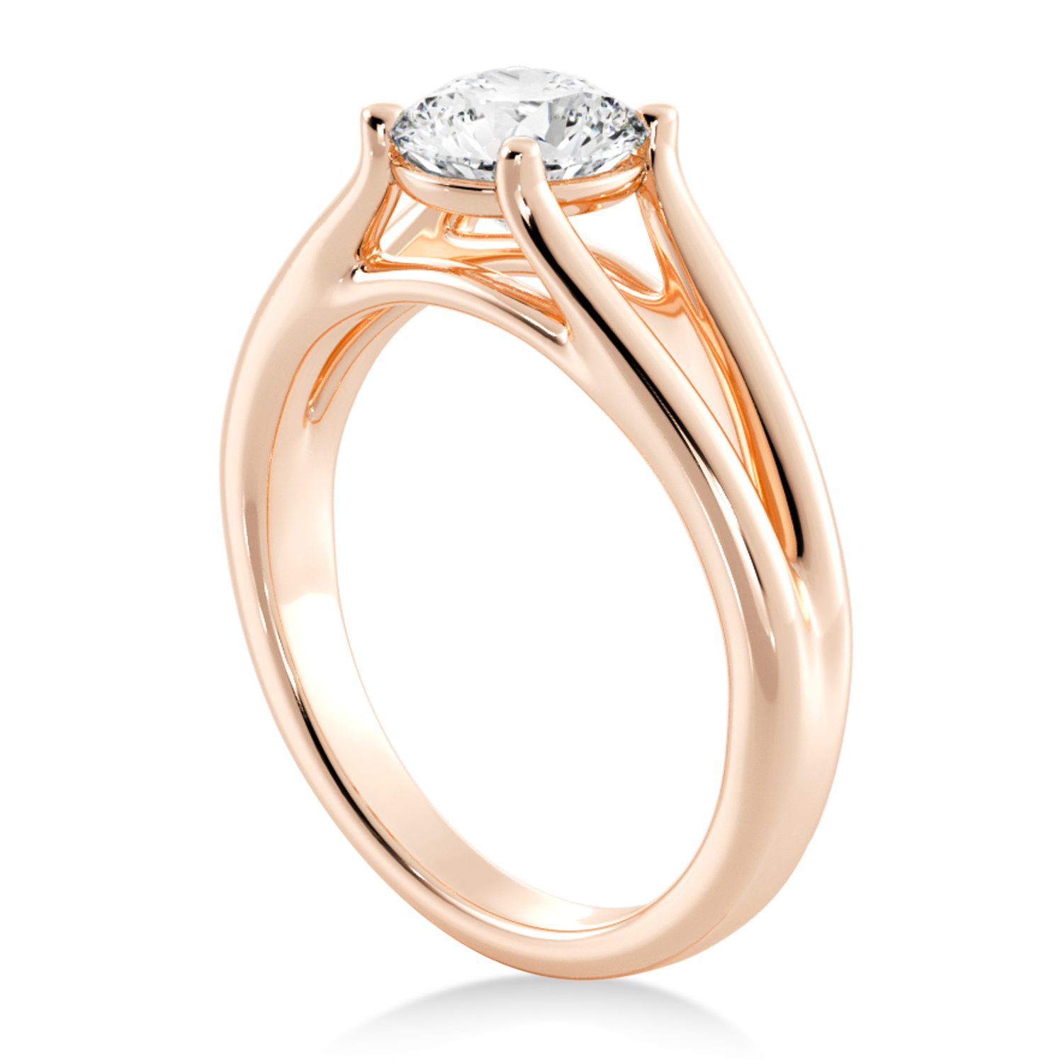 Split Shank Solitaire Engagement Ring 14k Rose Gold
