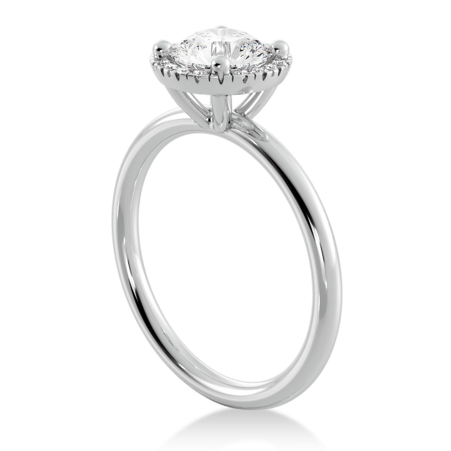 Lab Grown Diamond  Halo Engagement Ring 18k White Gold (0.08ct)