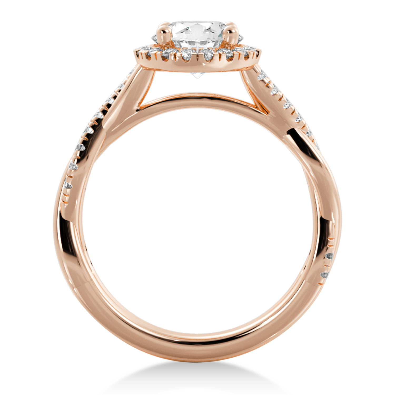 Twisted Diamond Halo Engagement Ring 14k Rose Gold (0.31ct)