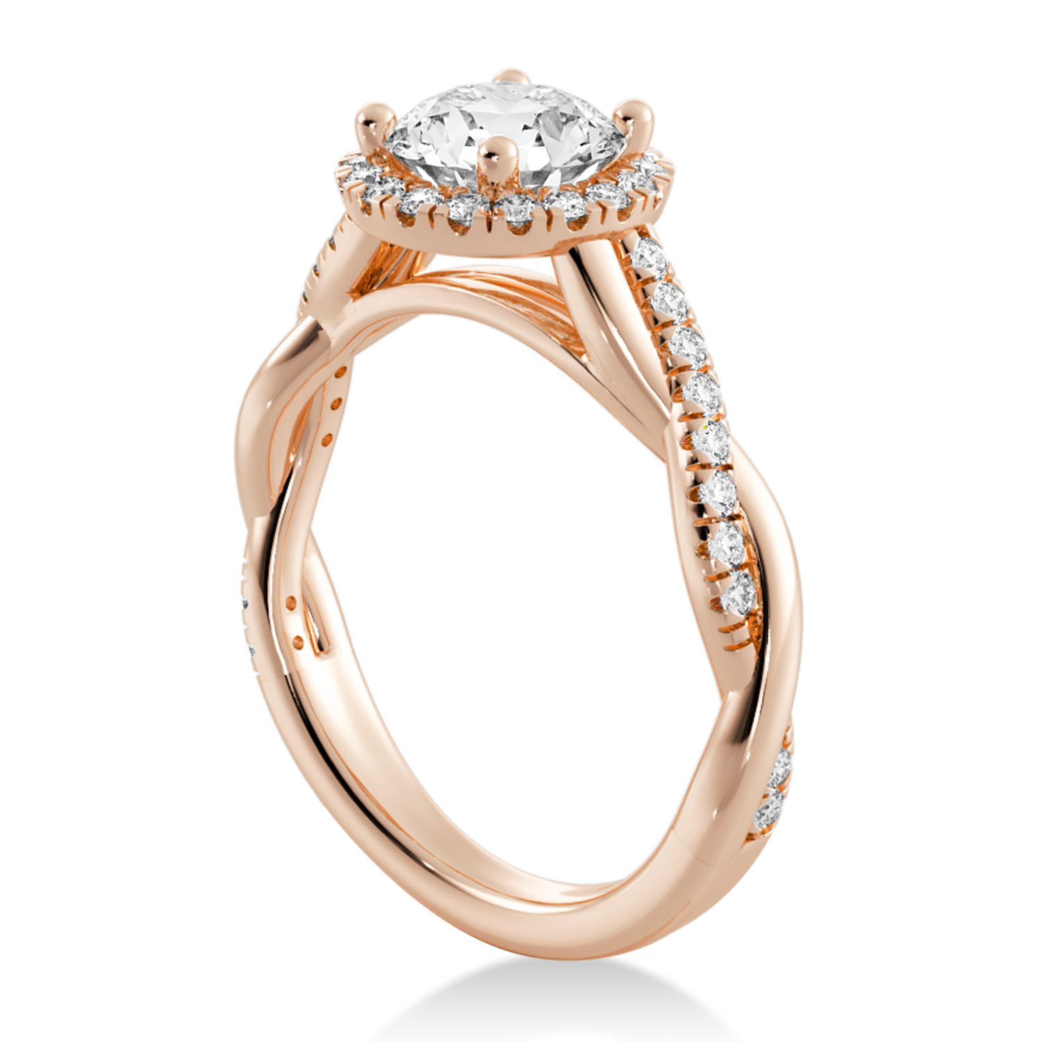 Twisted Lab Diamond Halo Engagement Ring 14k Rose Gold (0.31ct)