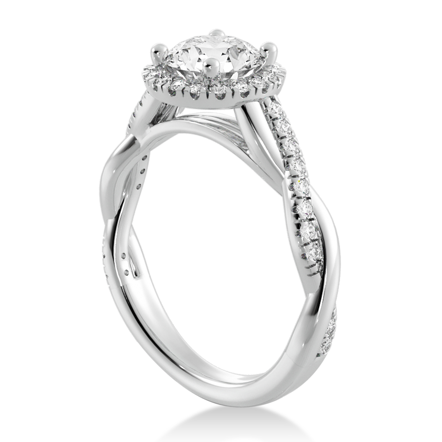 Twisted Lab Diamond Halo Engagement Ring 14k White Gold (0.31ct)