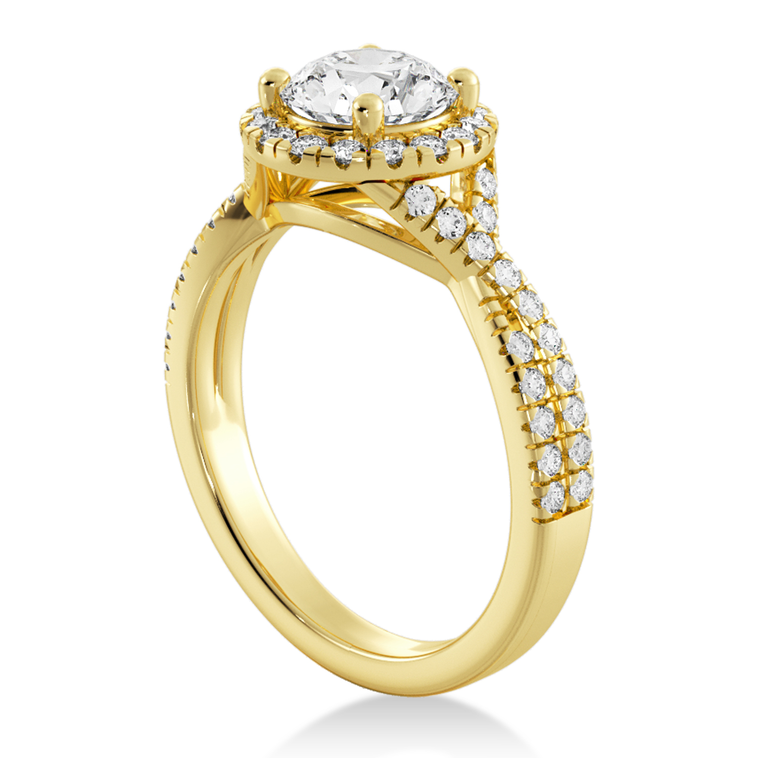 Twisted lab Diamond Halo Engagement Ring 14k Yellow Gold (0.47ct)