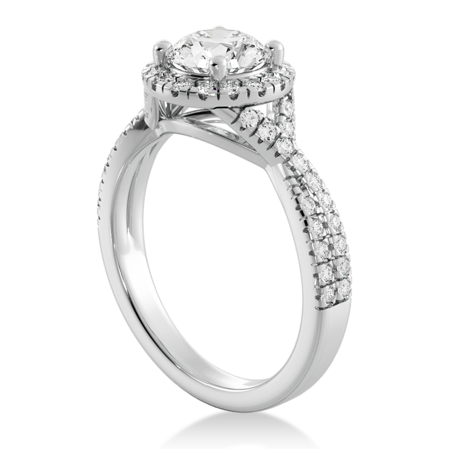 Twisted lab Diamond Halo Engagement Ring 18k White Gold (0.47ct)