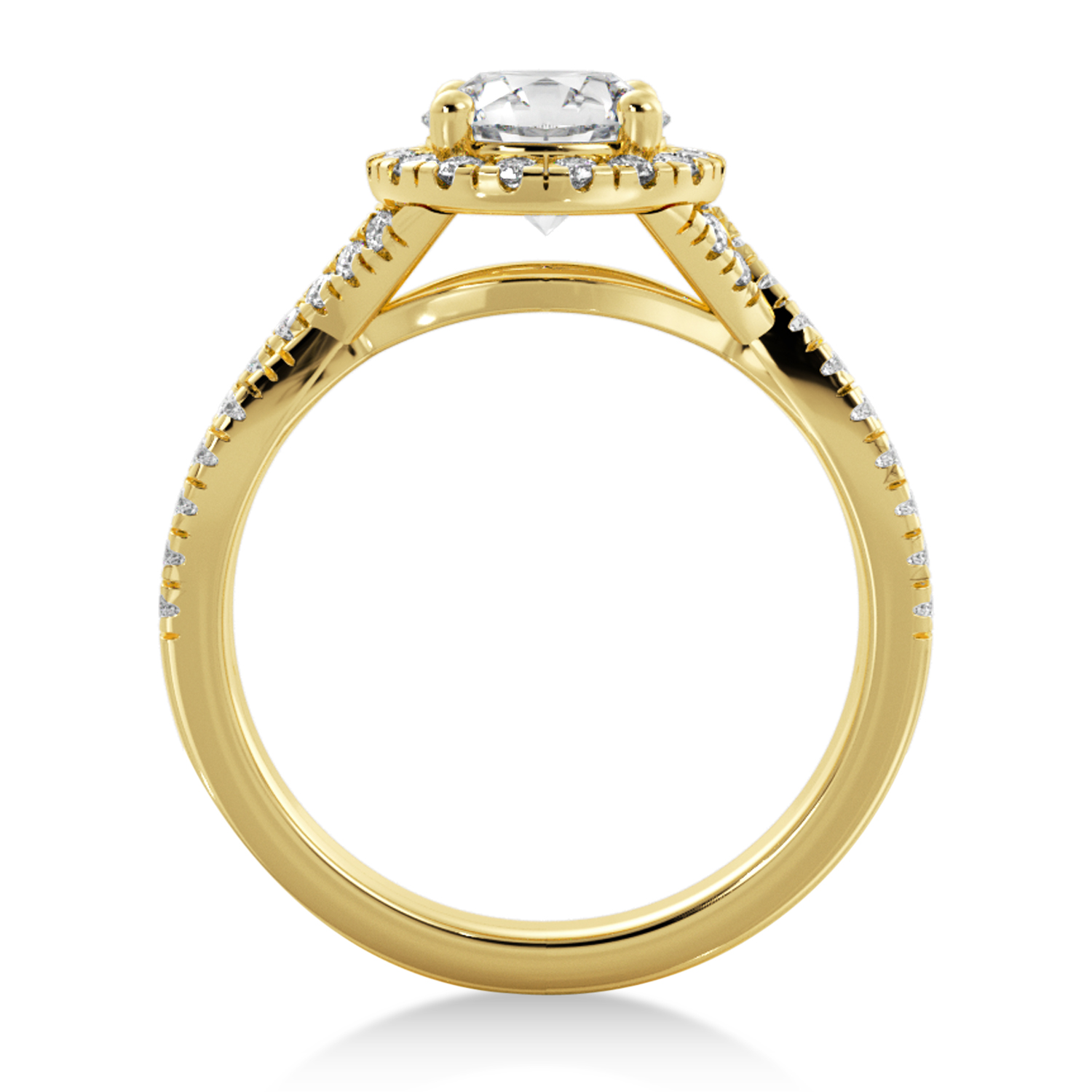Twisted lab Diamond Halo Engagement Ring 18k Yellow Gold (0.47ct)
