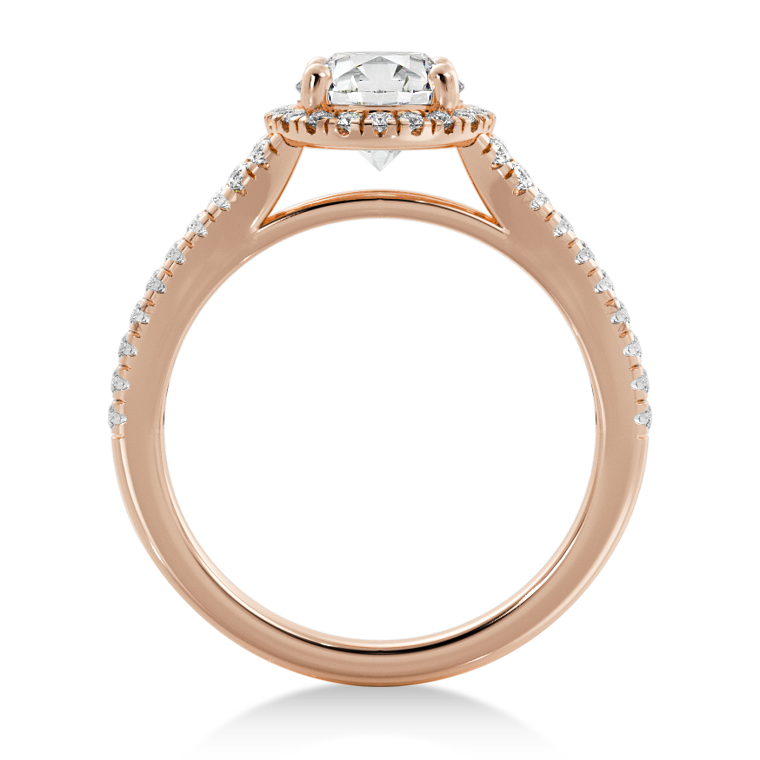 Lab Grown Diamond  Halo Engagement Ring 14k Rose Gold (0.40ct)