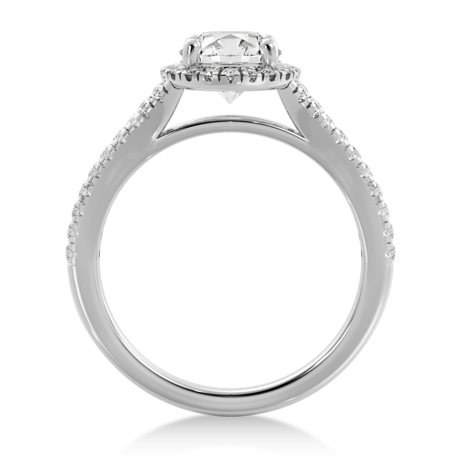 Lab Grown Diamond  Halo Engagement Ring 14k White Gold (0.40ct)