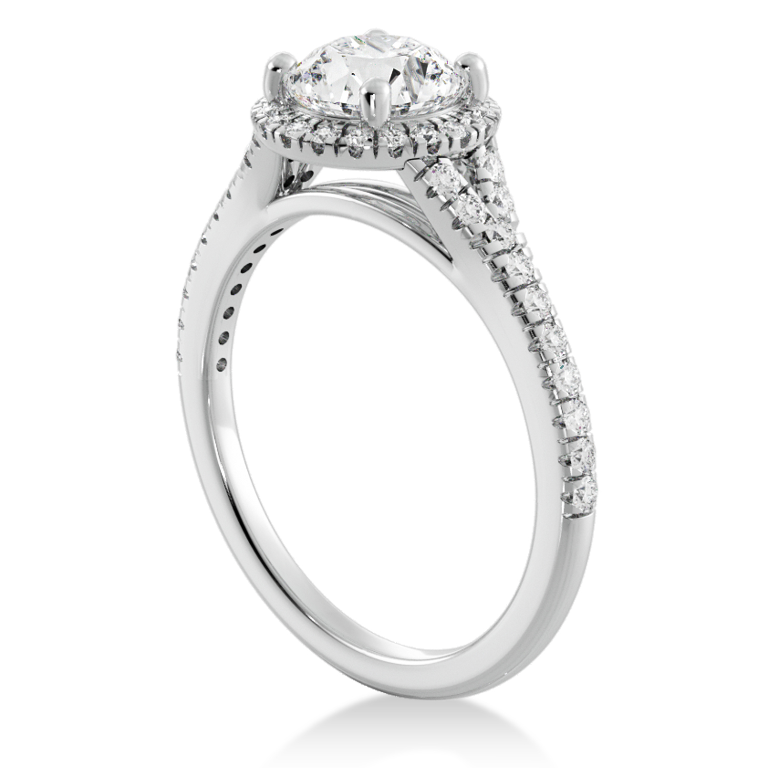 Lab Grown Diamond  Halo Engagement Ring 14k White Gold (0.40ct)