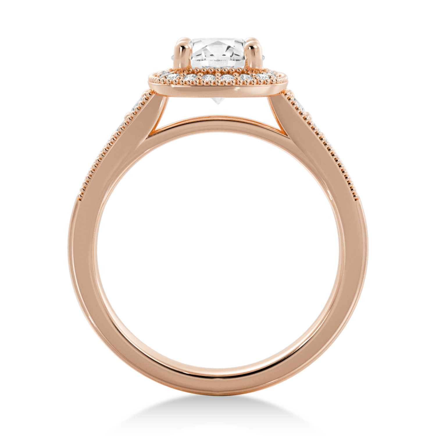 Antique Style Diamond Halo Engagement Ring 14k Rose Gold (0.24ct)