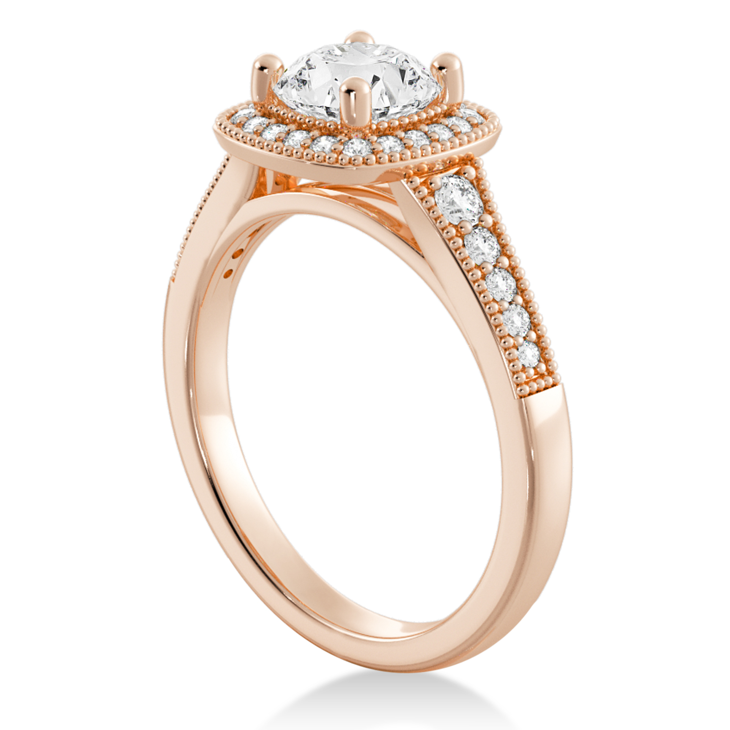 Antique Style Diamond Halo Engagement Ring 14k Rose Gold (0.24ct)