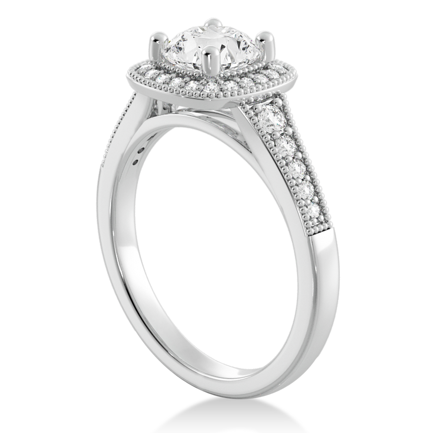 Antique Style Lab Diamond Halo Engagement Ring 14k White Gold (0.24ct)