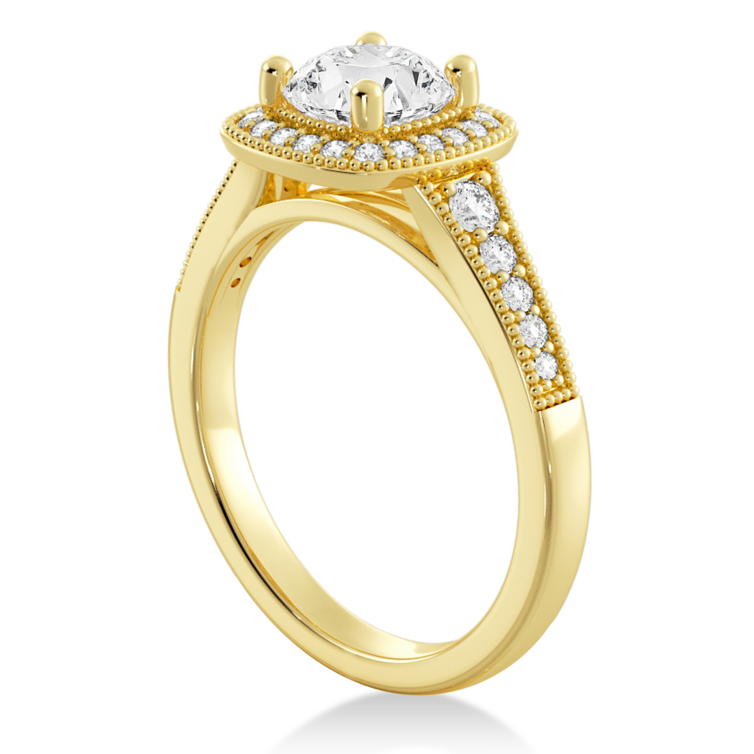 Antique Style Lab Diamond Halo Engagement Ring 14k Yellow Gold (0.24ct)
