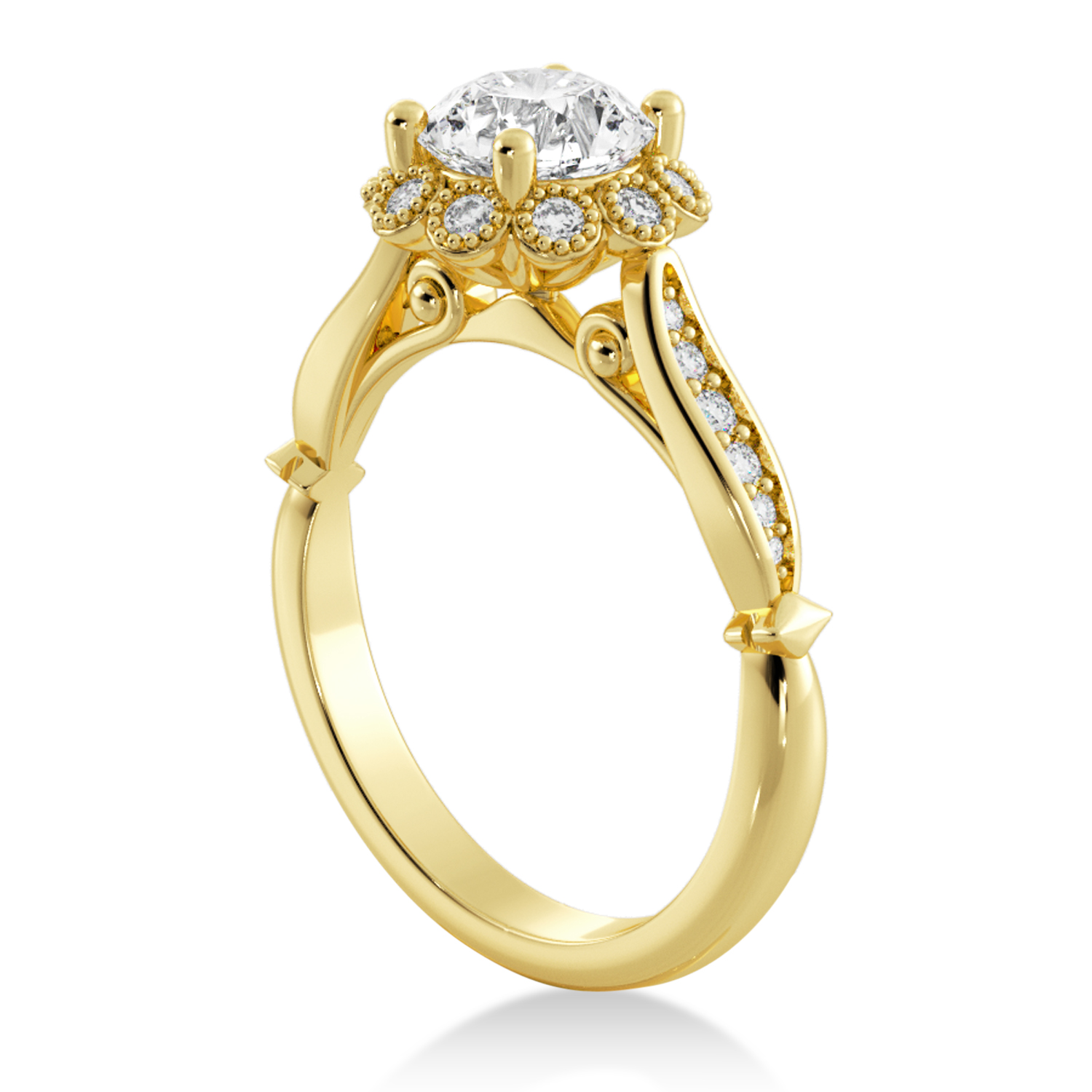Tulip Lab Grown Diamond Halo Engagement Ring 14k Yellow Gold (0.23ct)