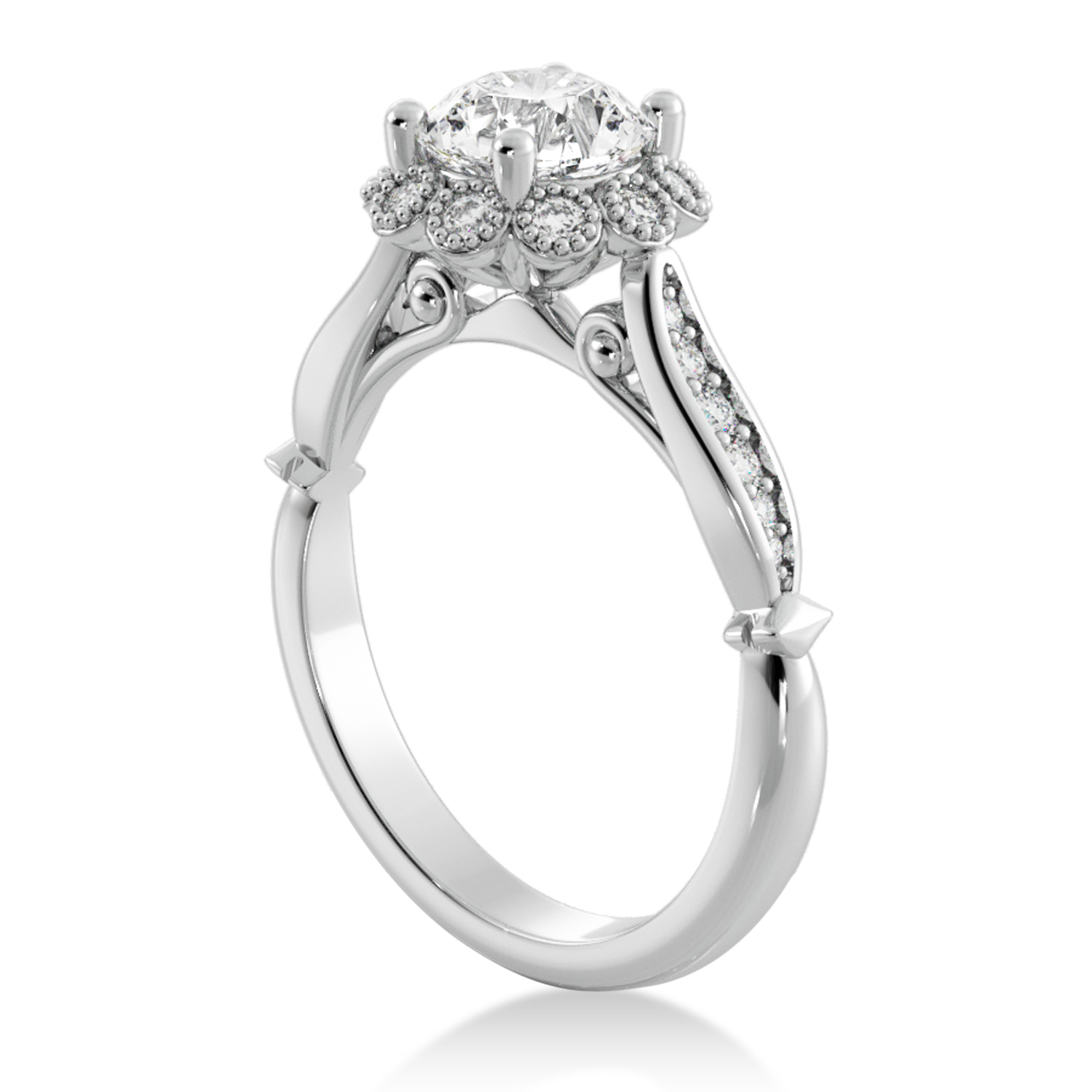 Tulip Lab Grown Diamond Halo Engagement Ring 18k White Gold (0.23ct)
