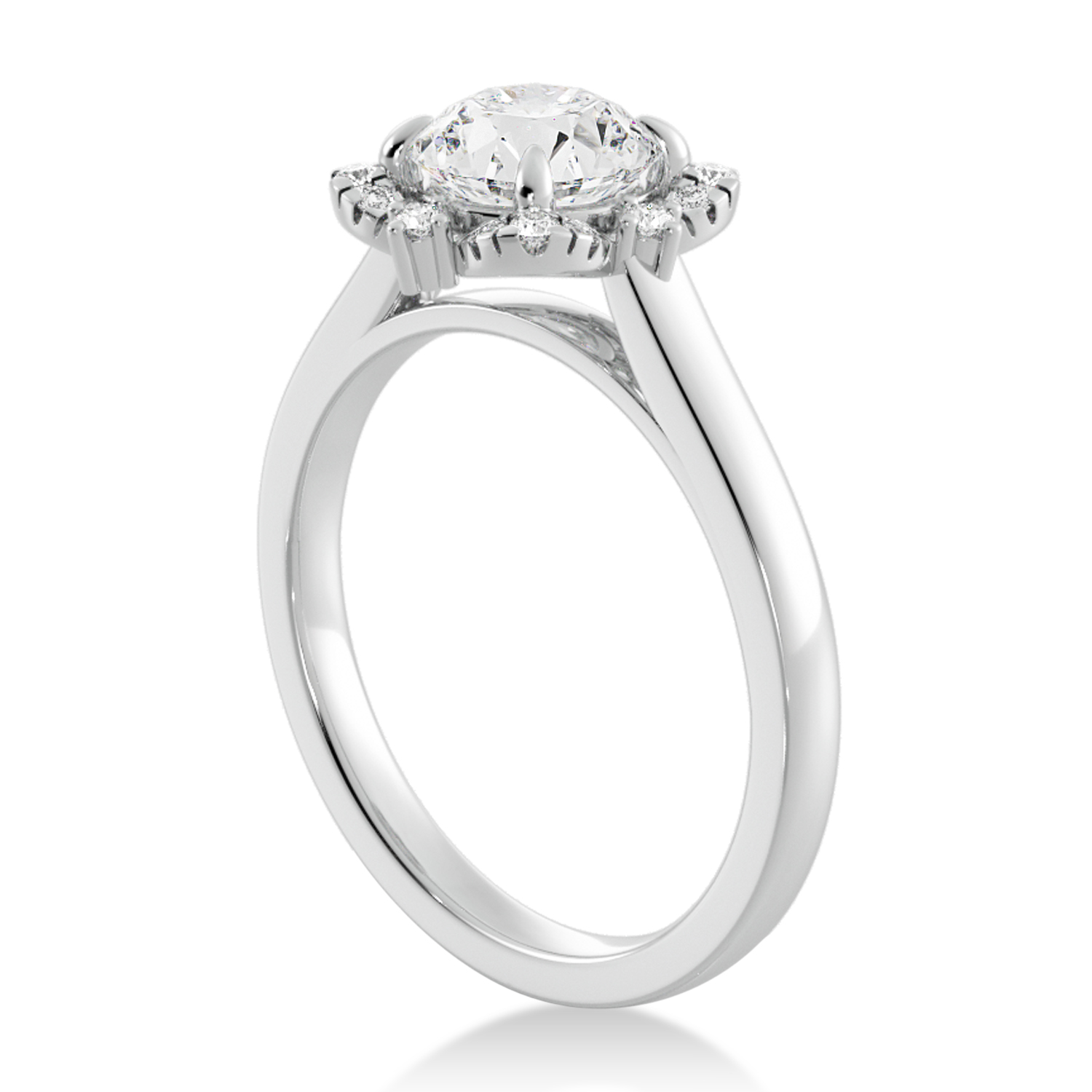 Lab Grown Reina Diamond Halo Engagement Ring 18k White Gold (0.11ct)