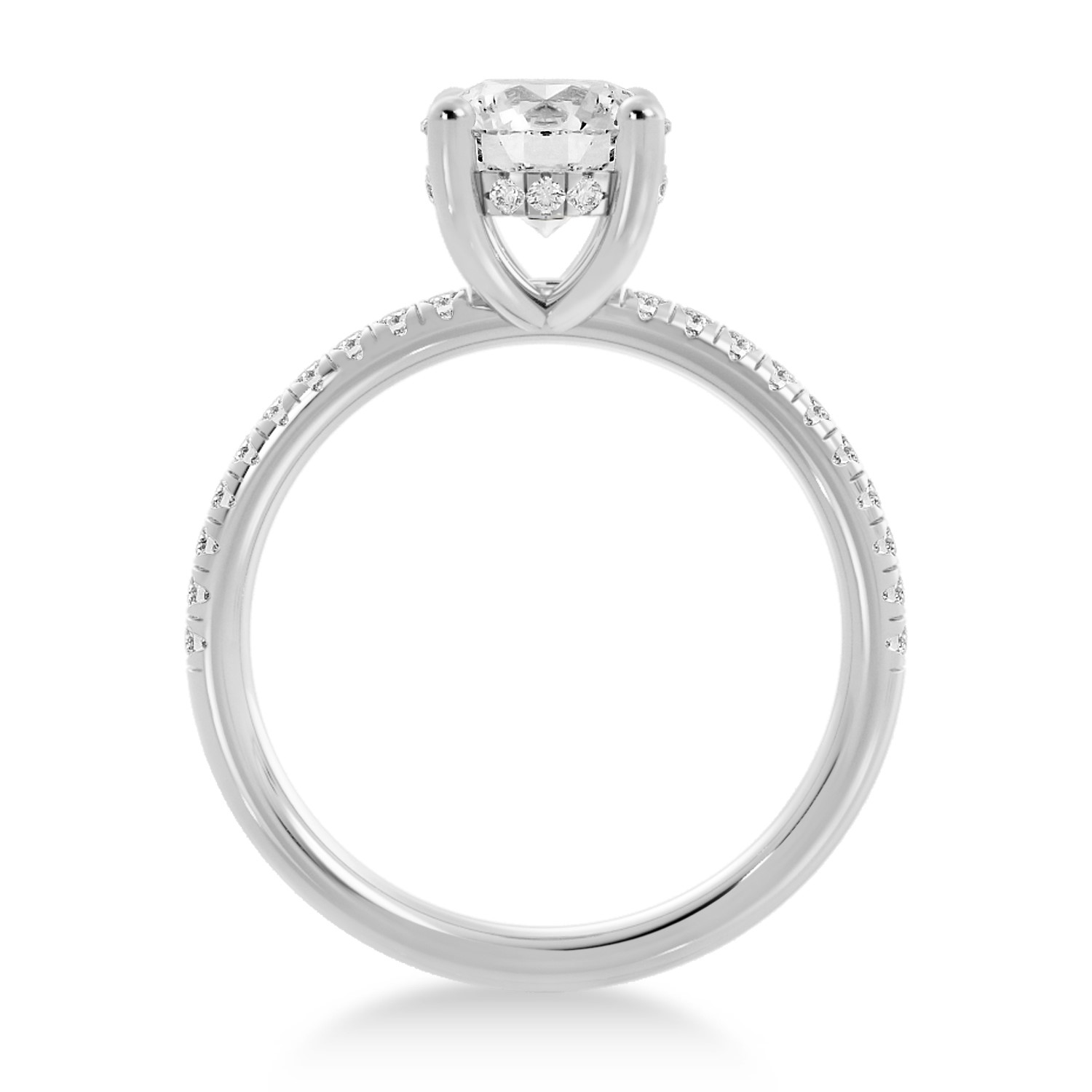 Diamond Hidden Halo Pave' Engagement Ring 14k White Gold (0.26ct)