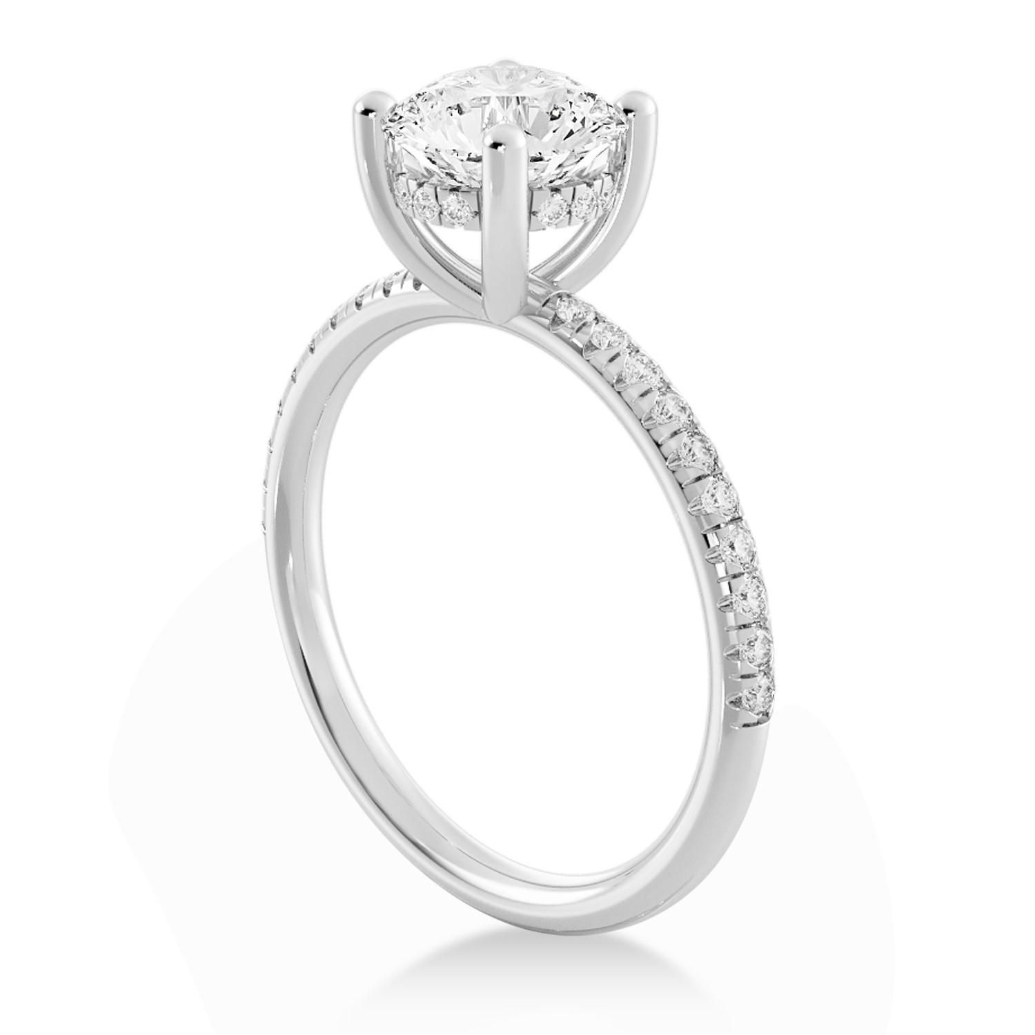 Diamond Hidden Halo Pave' Engagement Ring 14k White Gold (0.26ct)