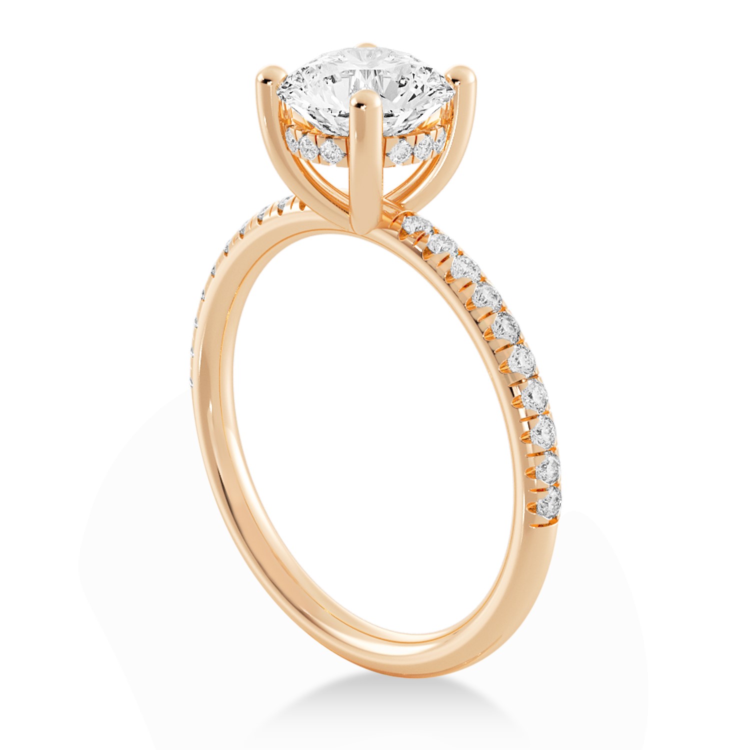 Lab Grown Diamond Hidden Halo Pave' Engagement Ring 14k Rose Gold (0.26ct)