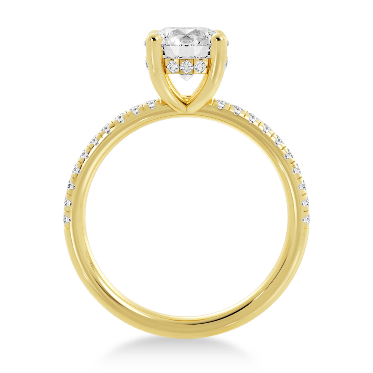 Lab Grown Diamond Hidden Halo Pave' Engagement Ring 18k Yellow Gold (0.26ct)