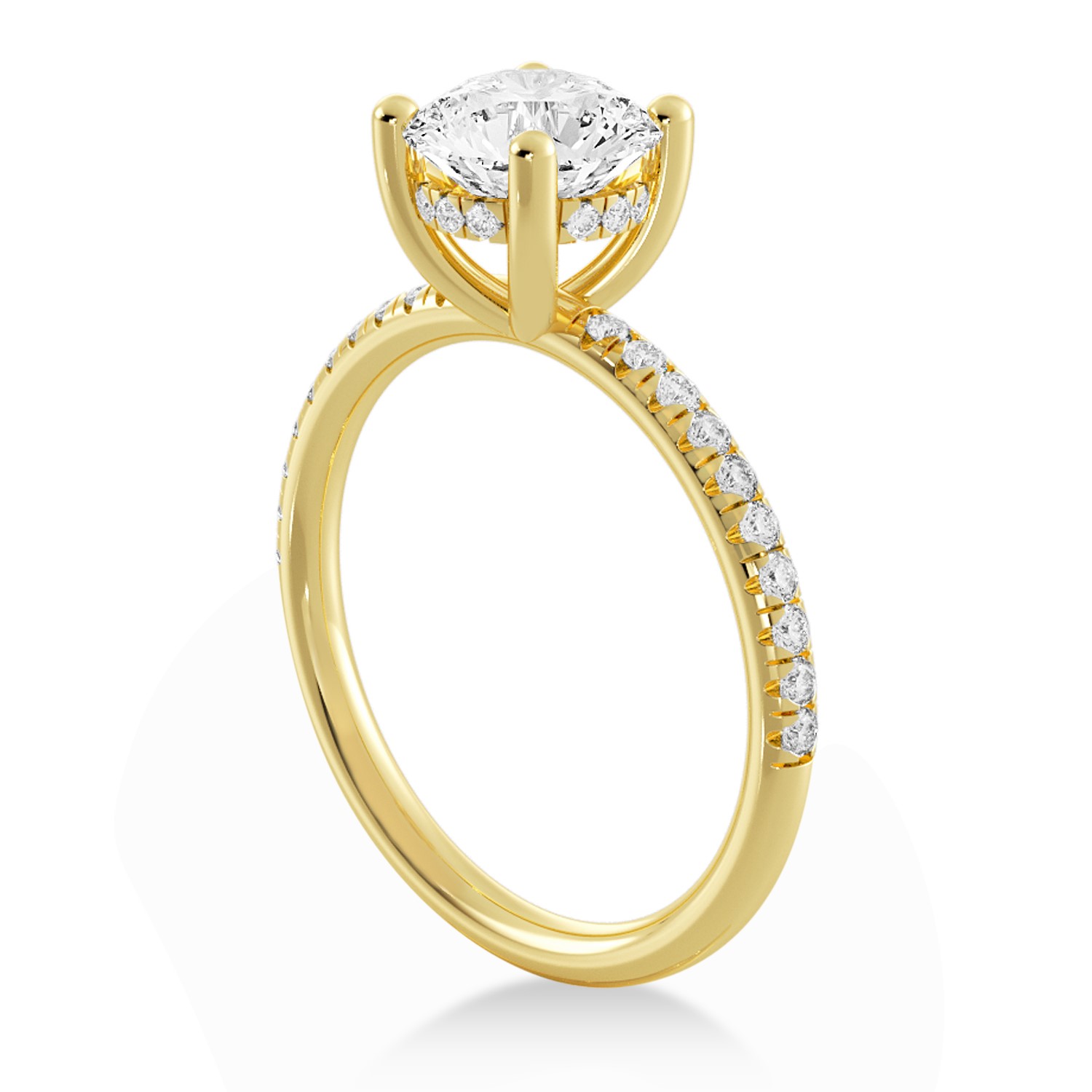 Lab Grown Diamond Hidden Halo Pave' Engagement Ring 18k Yellow Gold (0.26ct)