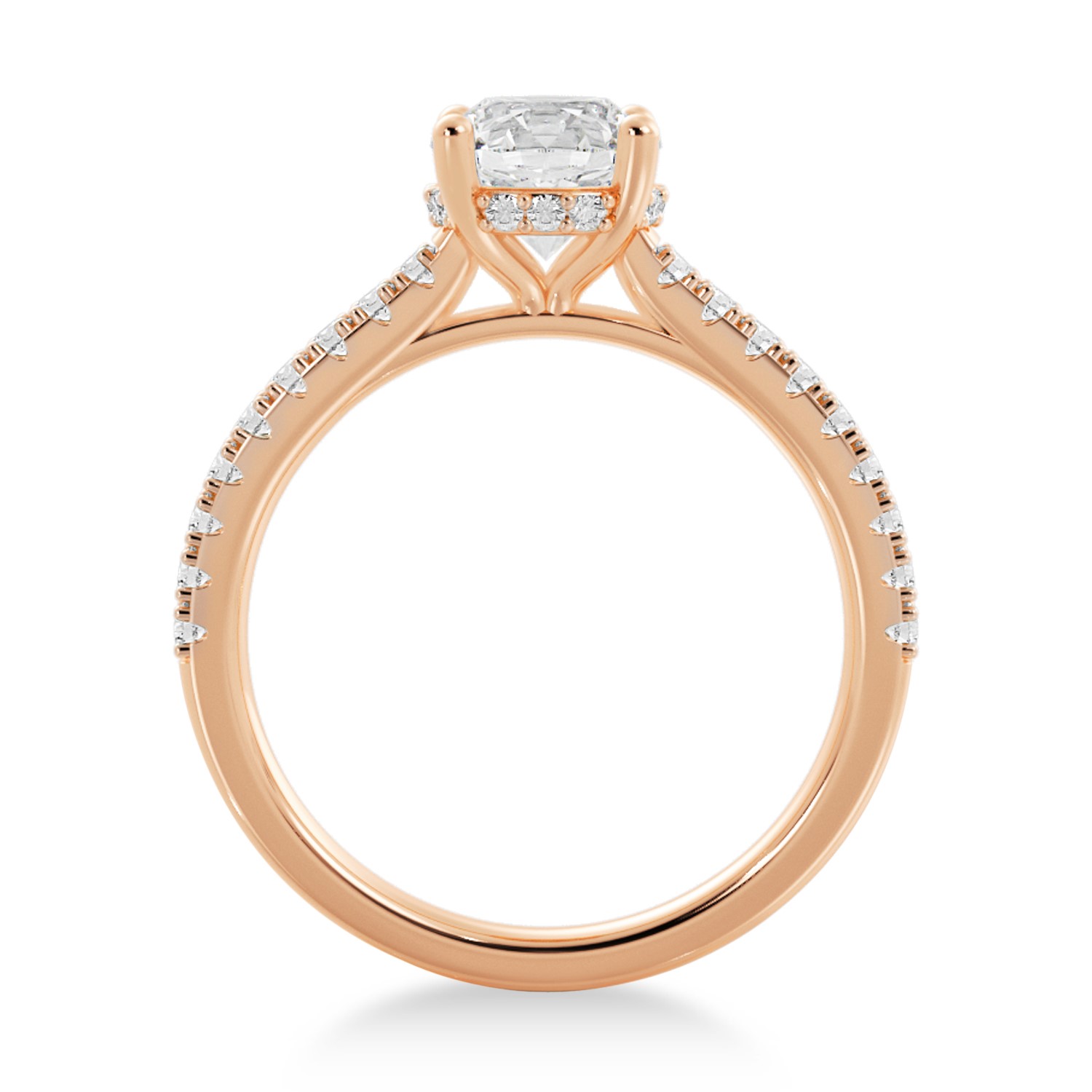 Lab Grown Diamond Hidden Halo CathedralEngagement Ring 14k Rose Gold (0.30ct)