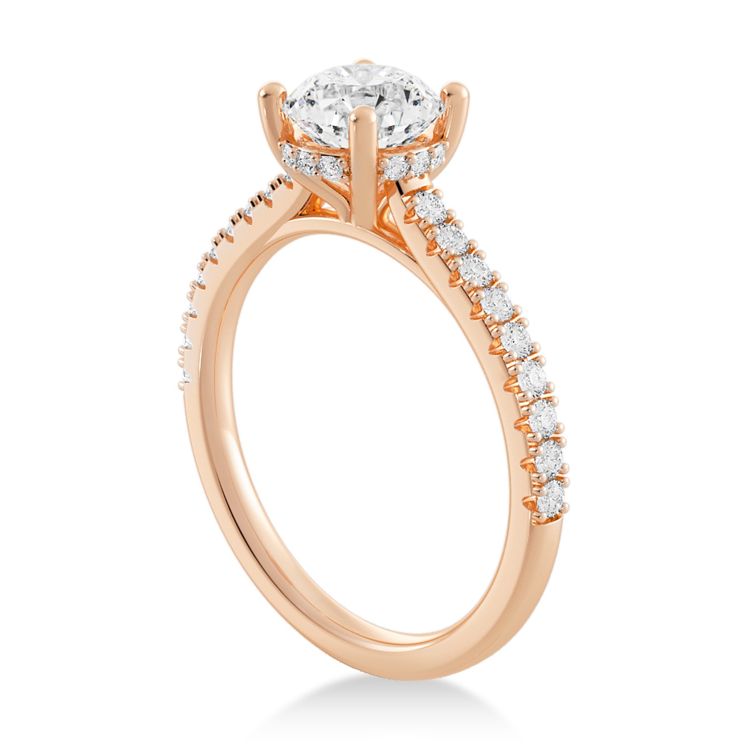 Lab Grown Diamond Hidden Halo CathedralEngagement Ring 14k Rose Gold (0.30ct)