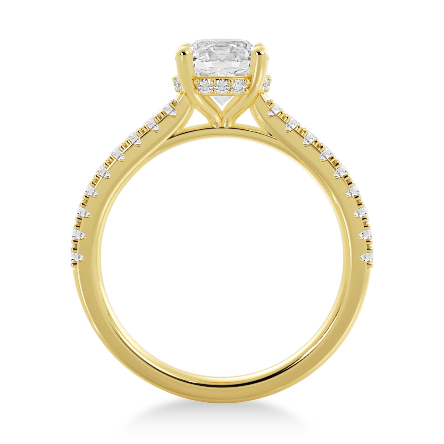 Lab Grown Diamond Hidden Halo CathedralEngagement Ring 18k Yellow Gold (0.30ct)