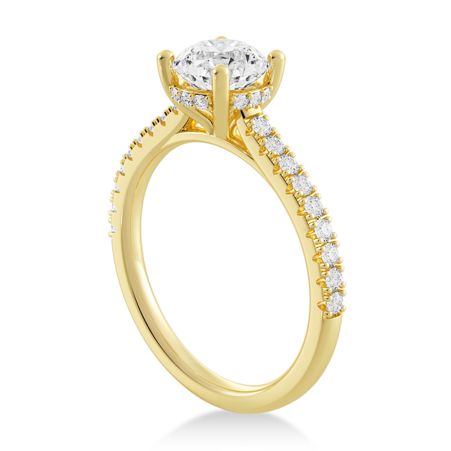 Lab Grown Diamond Hidden Halo CathedralEngagement Ring 18k Yellow Gold (0.30ct)