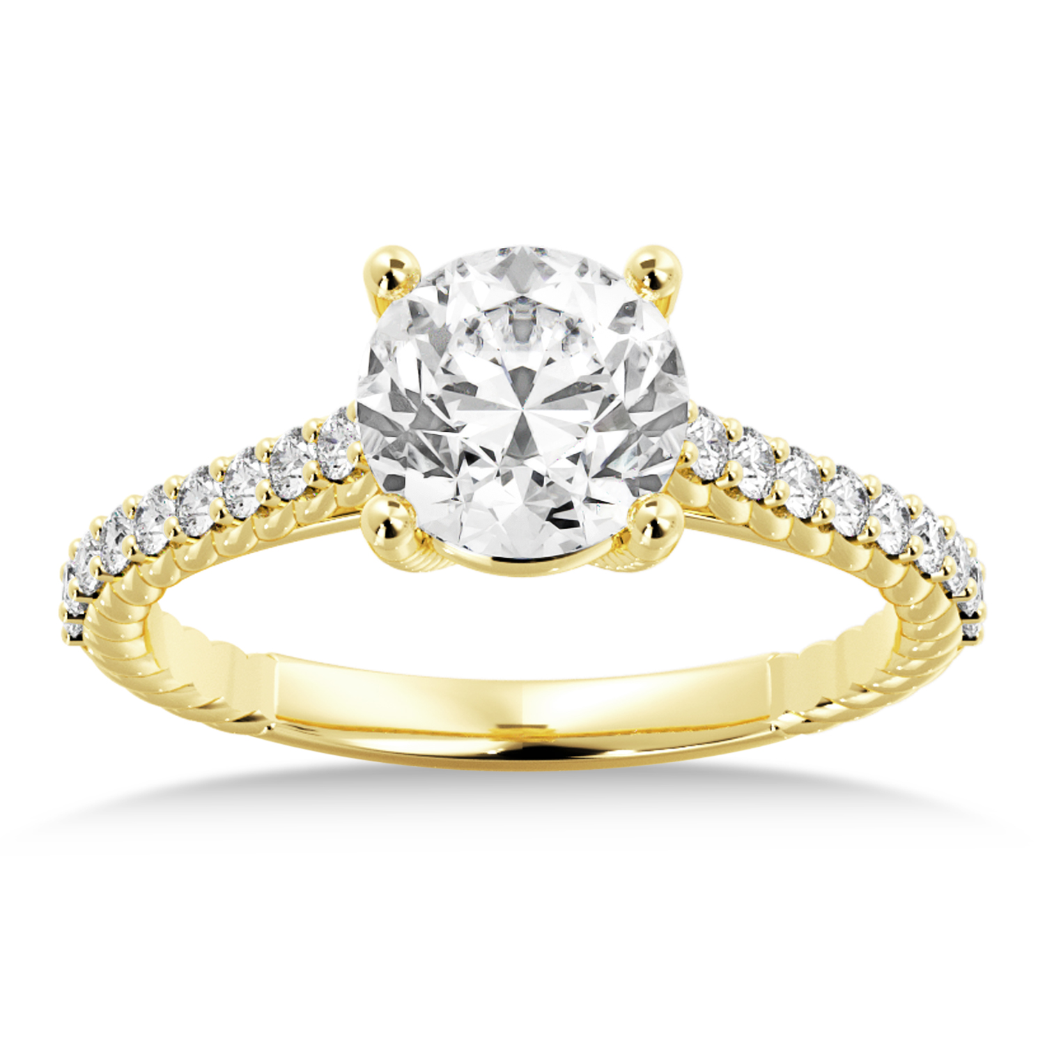 Lab Grown Rope Diamond Accented Engagement Ring 18k Yellow Gold (0.23ct)