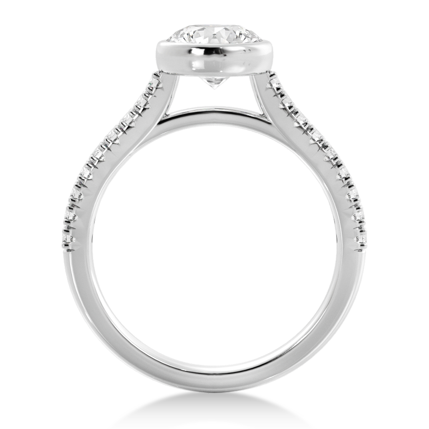 Lab Grown Bezel Set Diamond Accented Engagement Ring 18k White Gold (0.23ct)