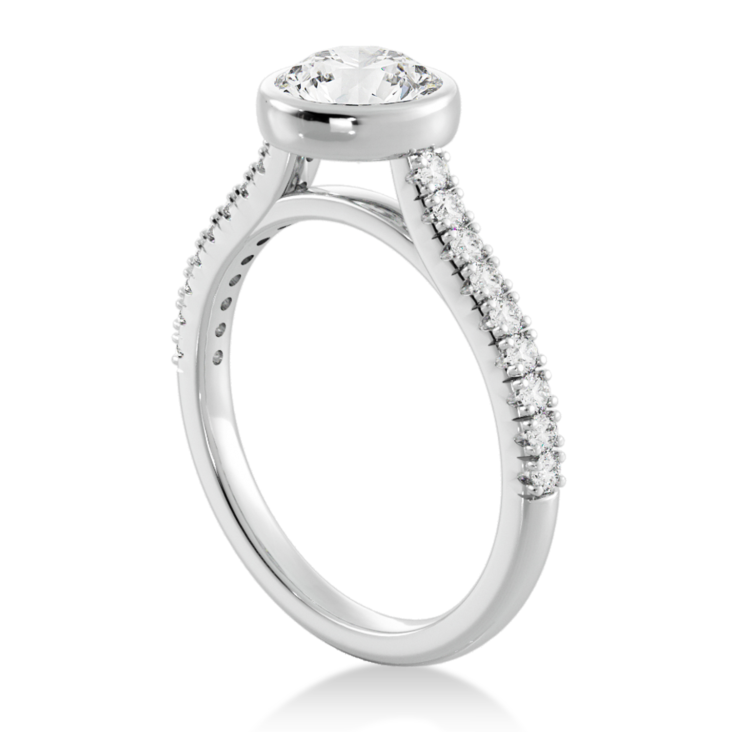 Lab Grown Bezel Set Diamond Accented Engagement Ring 18k White Gold (0.23ct)