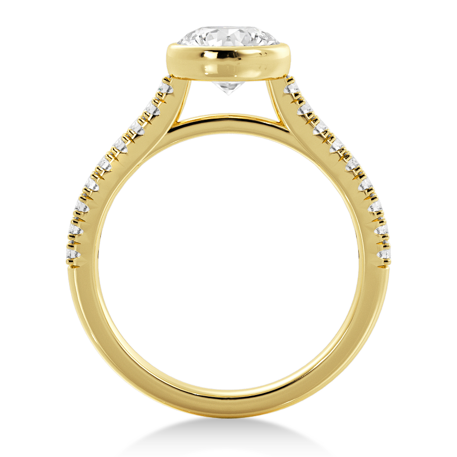 Lab Grown Bezel Set Diamond Accented Engagement Ring 18k Yellow Gold (0.23ct)