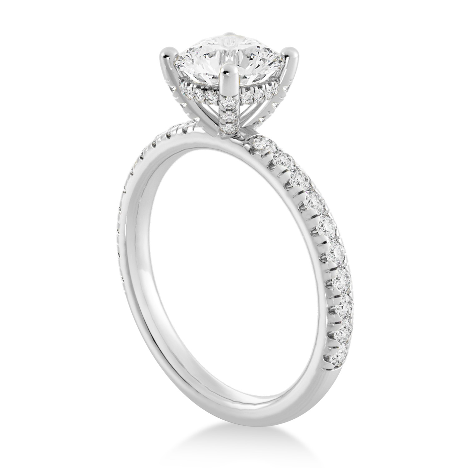 Lab Grown Diamond Hidden Halo Engagement Ring 18k White Gold (0.40ct)
